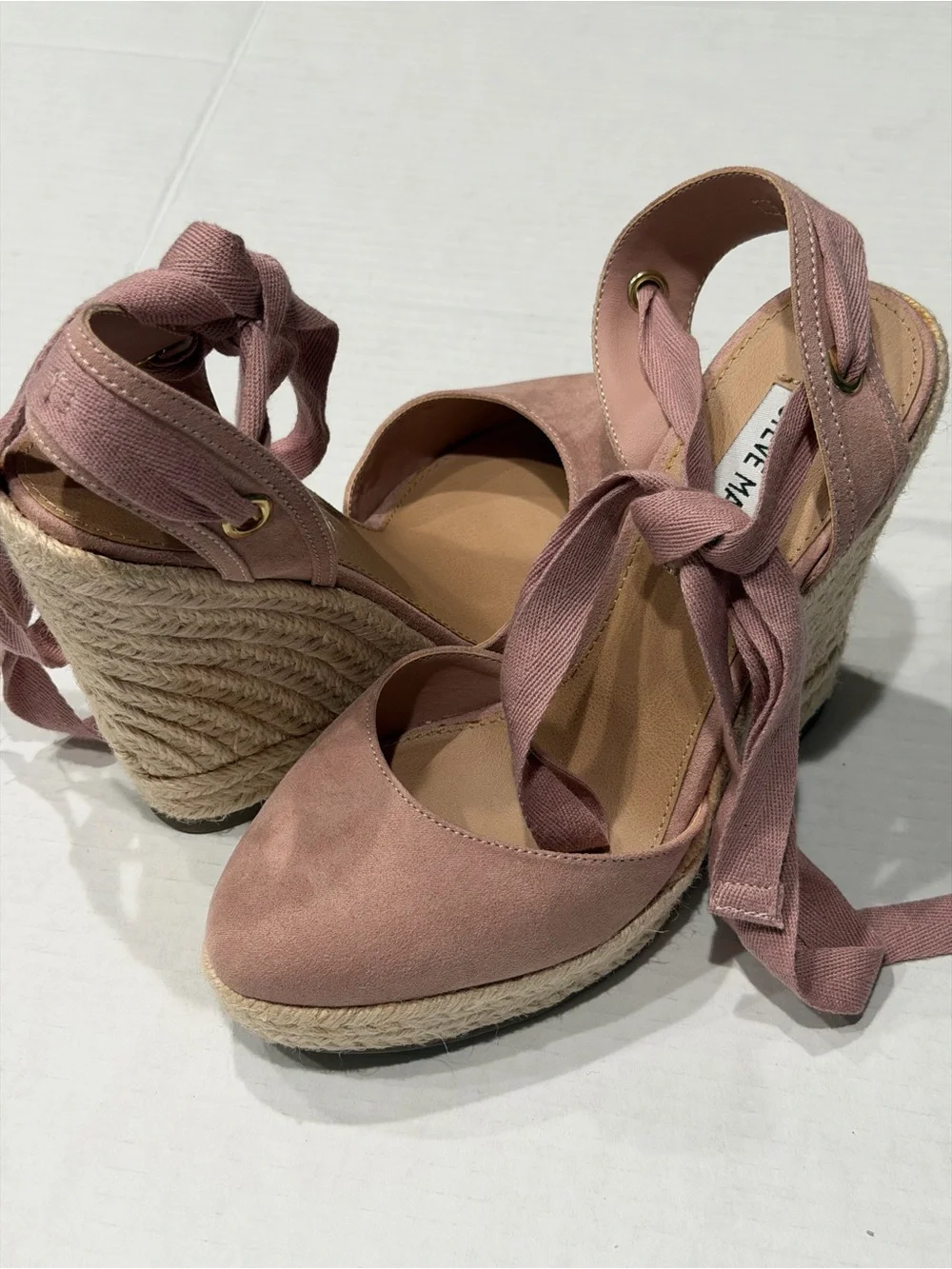 Steve Madden Blush Barre Espadrille Ankle Tie Wedge Sandals - Picture 2 of 8